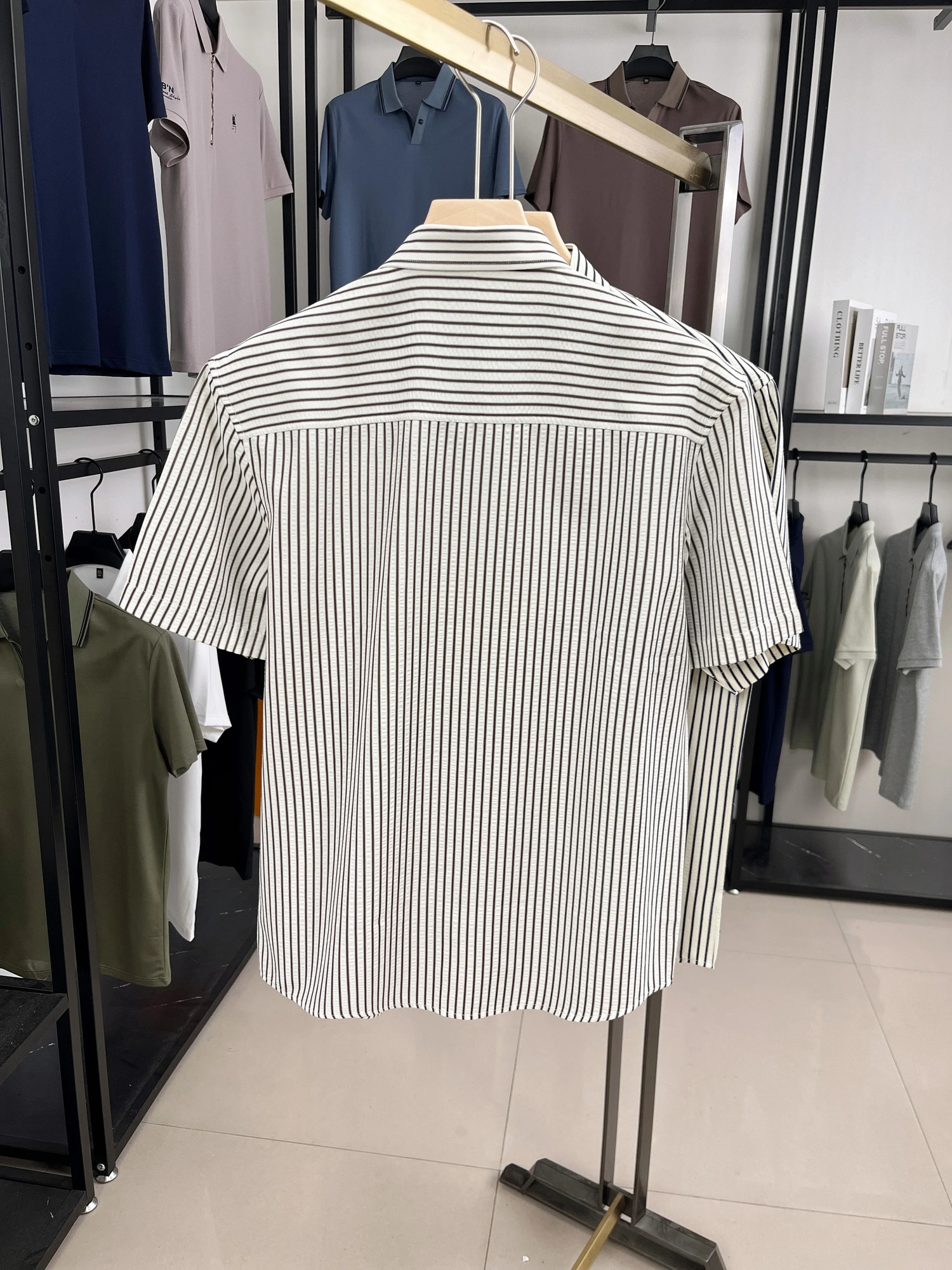 unique vertical striped mens short sleeve shirt summer 2025 fashion letter printed casual comfortable mens clothing 250226