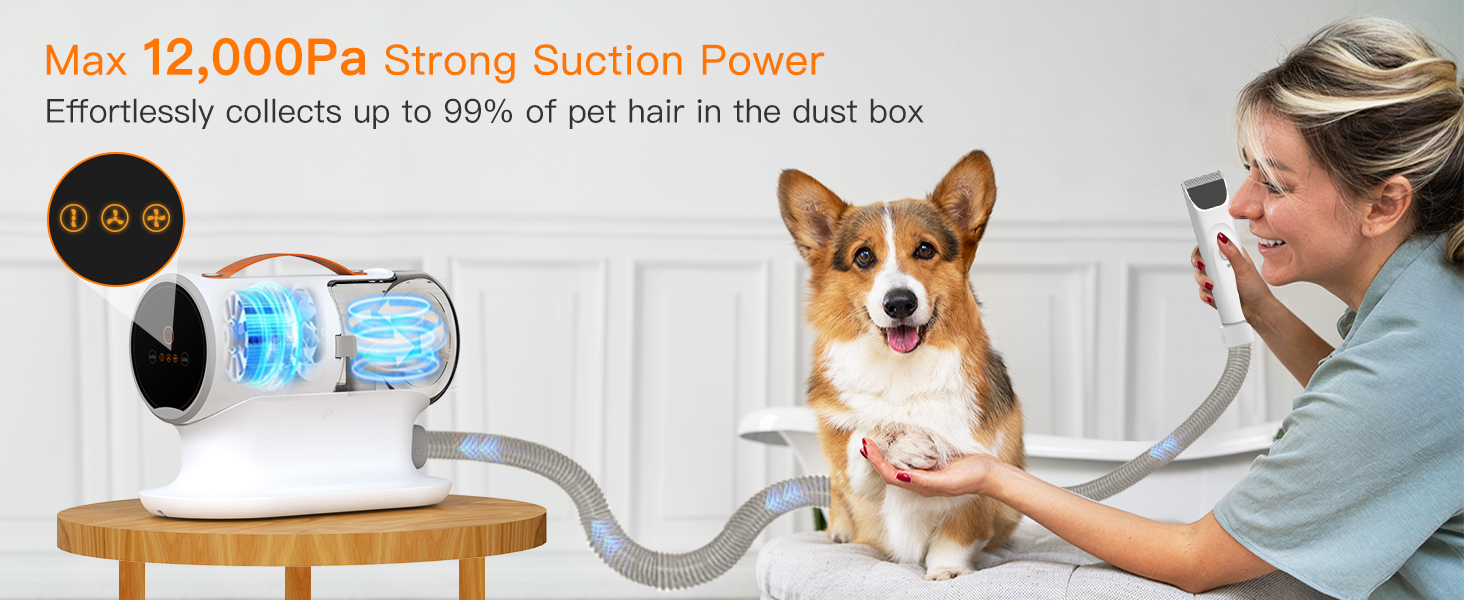 Efficient Dog Grooming Solution by AirRobo - Dual-Purpose Brushing and Vacuum Cleaner Set