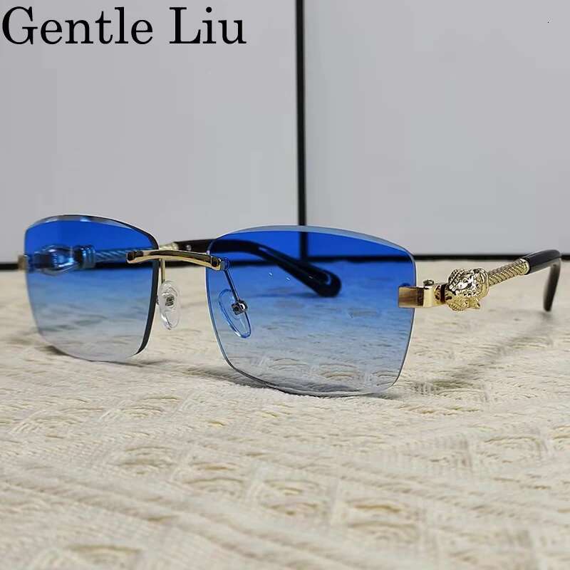 Small Rectangle Rimless Sunglasses Men 2025 Brand Frameless Metal Frame Sun Glasses For Male Classic Vintage Eyewear