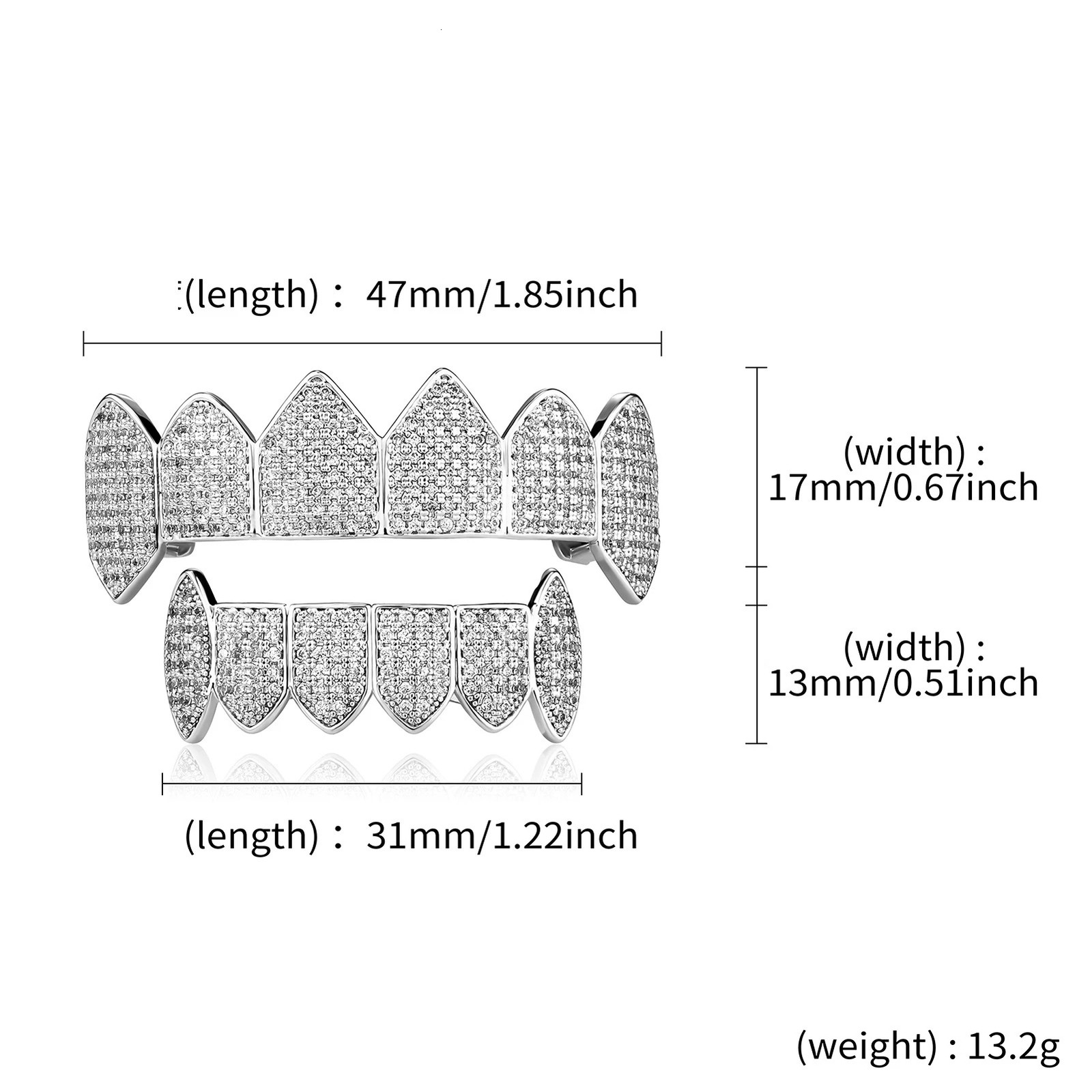 Feel Style Full CZ Teeth Set For Unisex Cubic Zirconia Stone Top Bottom Teeth Grills Box Packing Hip Hop Jewelry For Men 250220