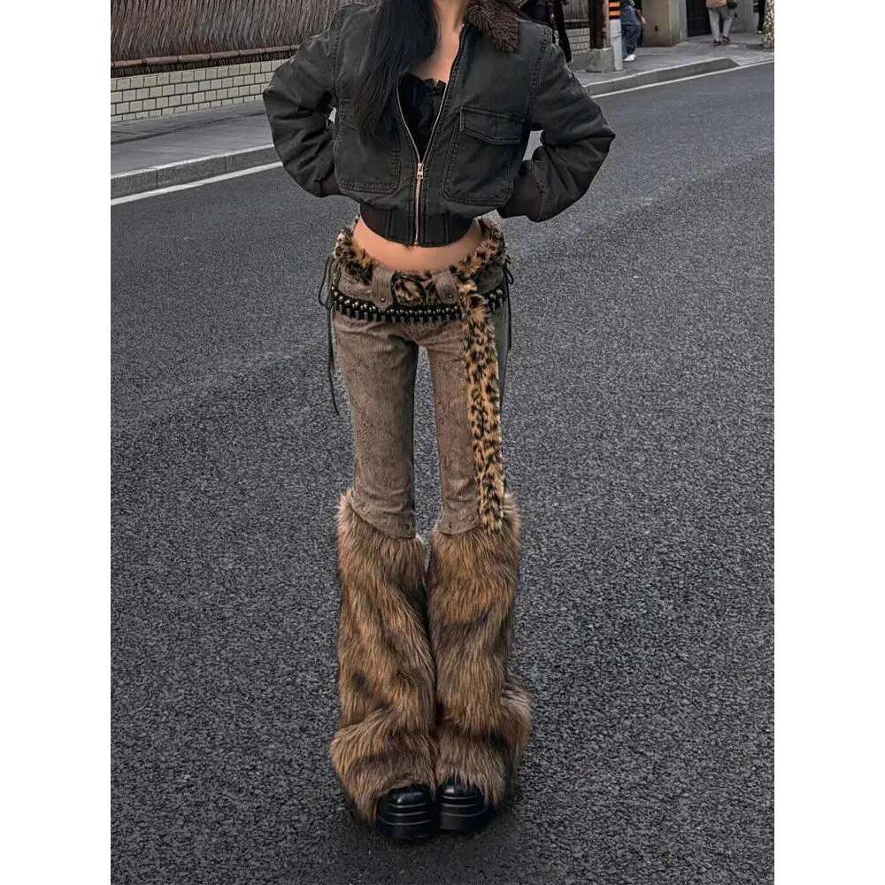 MDNG American Retro Raw Edge Micro-Flared Millennial Fashion High Street Jeans Haruku Hip Hop Y2k Trousers Vintage Clothes