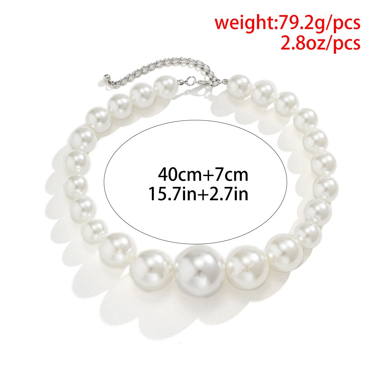 Faux pearl beaded necklace female cold wind simple geometric round beads necklace temperament exaggerated