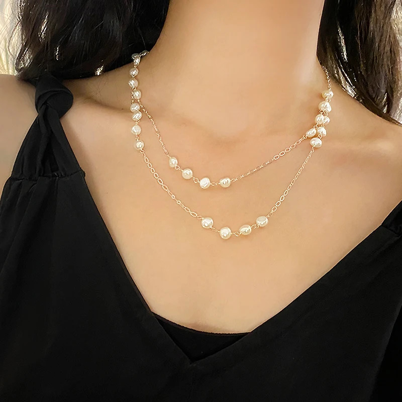 ASHIQI 925 Sterling Silver Natural Baroque Freshwater Pearl Necklace Long Sweater Chain for Women 250222