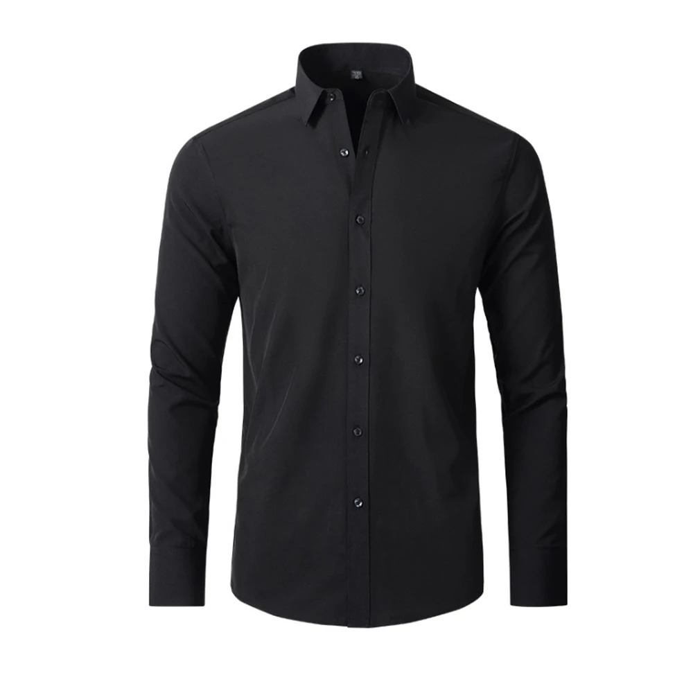 Elastic Shirt Men Long Sleeve Business Casual Clothing Slim Fit Social Shirt High Quality Black Elegant Shirts for Men 250224