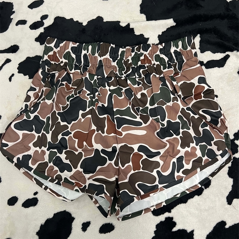 Camouflage print Y2K aesthetic retro streetwear womens high waist elastic waist casual shorts high street sexy slim pants 250210