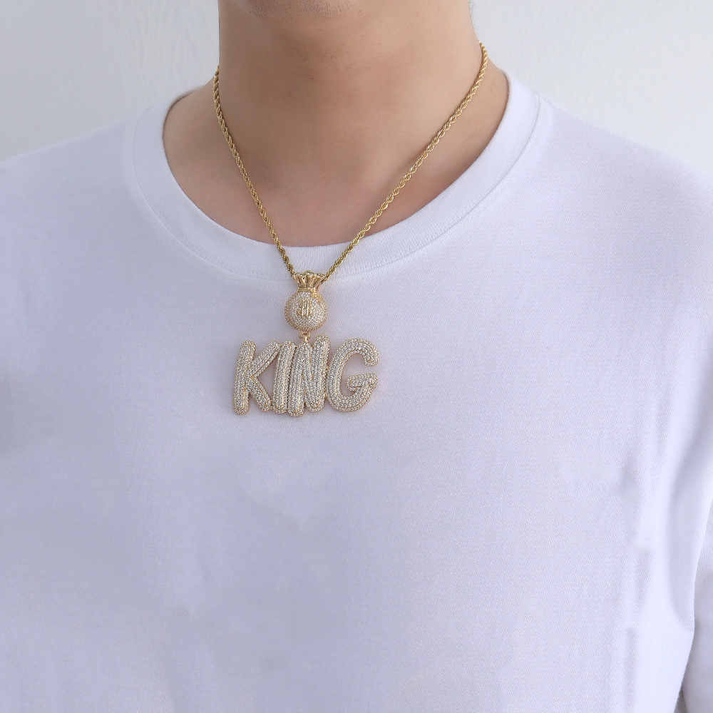 TopBling A-Z Custom Name Letters Pendant Necklaces Jewelry Dollar Symbol Buckle Clasp Full TopBling Zircon