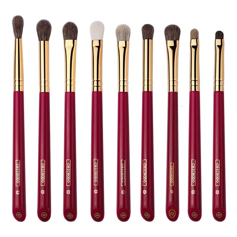 CHICHODO Makeup Brush- Red Rose series-Selected Natural Animal Hair EyeBrushes Set-Professional Eye Make Up Brush Tools 250224