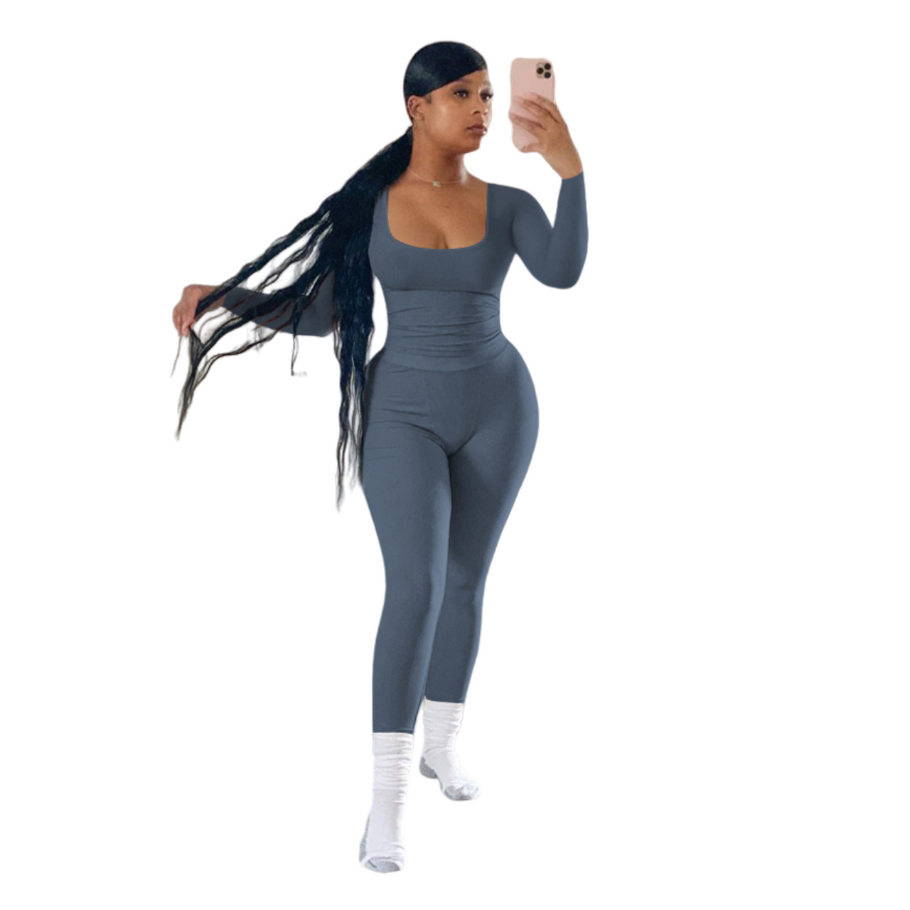 Womens Tracksuits Two Pieces Set 2025 New Fashion Long Sleeve Slim Sexy Casual Thread Solid Color Sportwear 5 Colors