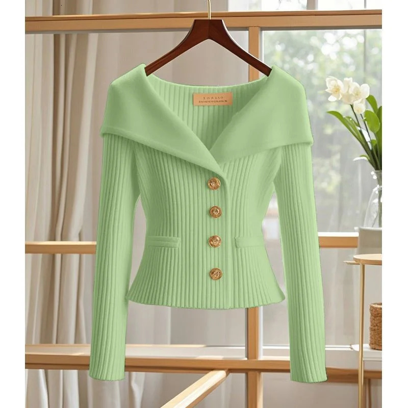 Women Cardigan Sweater High Quality High-end chic Long Sleeve Knitwear Autumn Winter Female Clothes Sweater Jacket 250222