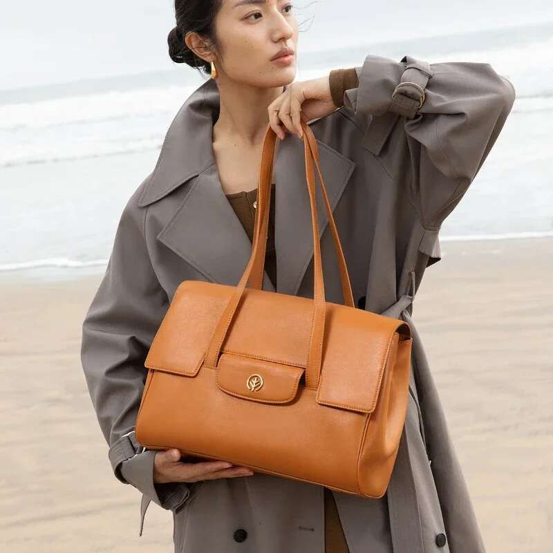 Genuine Leather Designer Tote New High Quality Cowhide Vintage Shoulder Bag Original Brands Large Capacity Briefcase