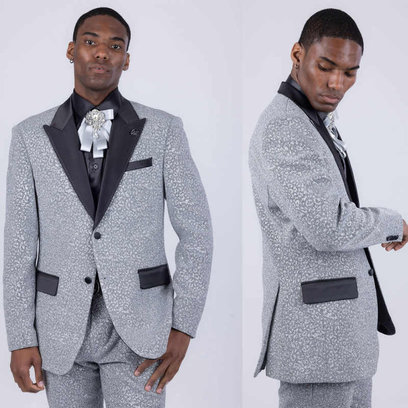 Bright Wedding Tuxedos Single Breasted Men Suits Peaked Lapel 2 Piece Set Jacket Pants Business Blazers Customized