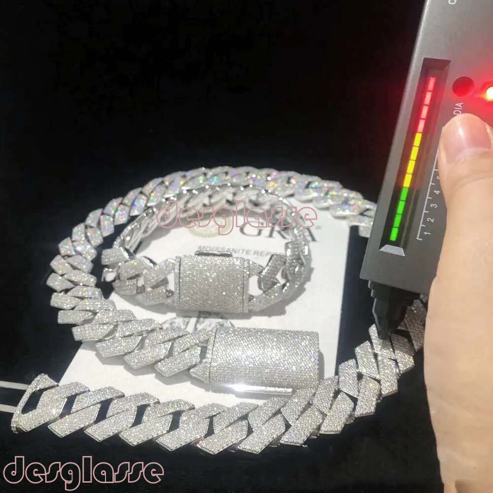 Necklace Designer Jewelry Cuban k Chain Custom Vvs Moissanite Iced Out Sterg Sier Pass Dia Test Hip Hop Chains for Men Jewelery a