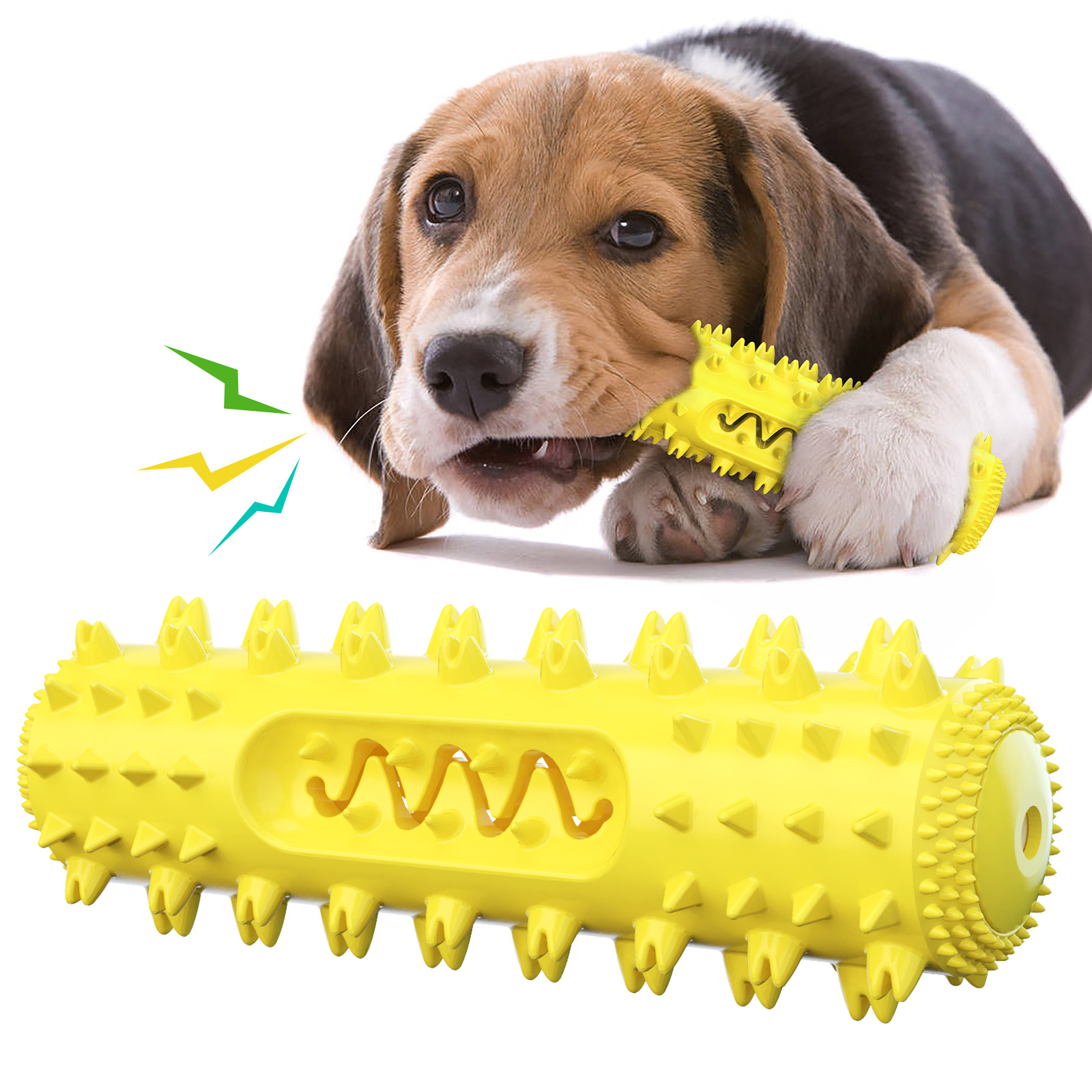 Dog toy teether, bite resistant, teeth cleaning dog toothbrush, food dispenser dog toys grinding rods, bite resistant teeth, bone cleaning toothbrushe