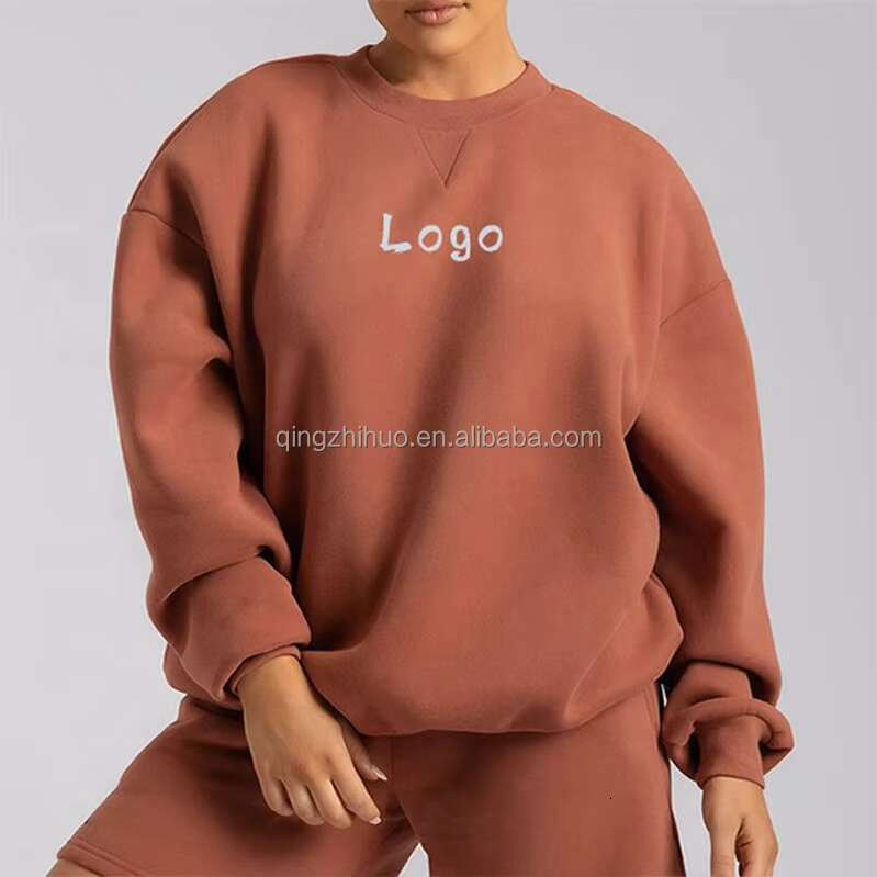 Custom Print/Embroidered Womens Sweatshirts Crewneck 100% Cotton Streetwear Oversized Pullover Women Essentials Hoodie