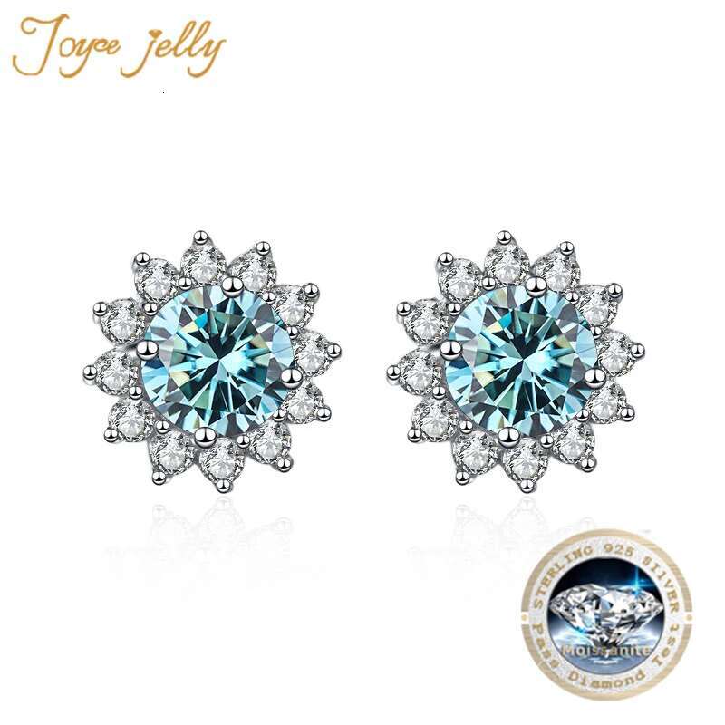 JoyceJelly 1 carat D Color Moissanite Dia Earrings S Sterg Sier Jewelry For Women Suower Shaped Ear-studs Wedding