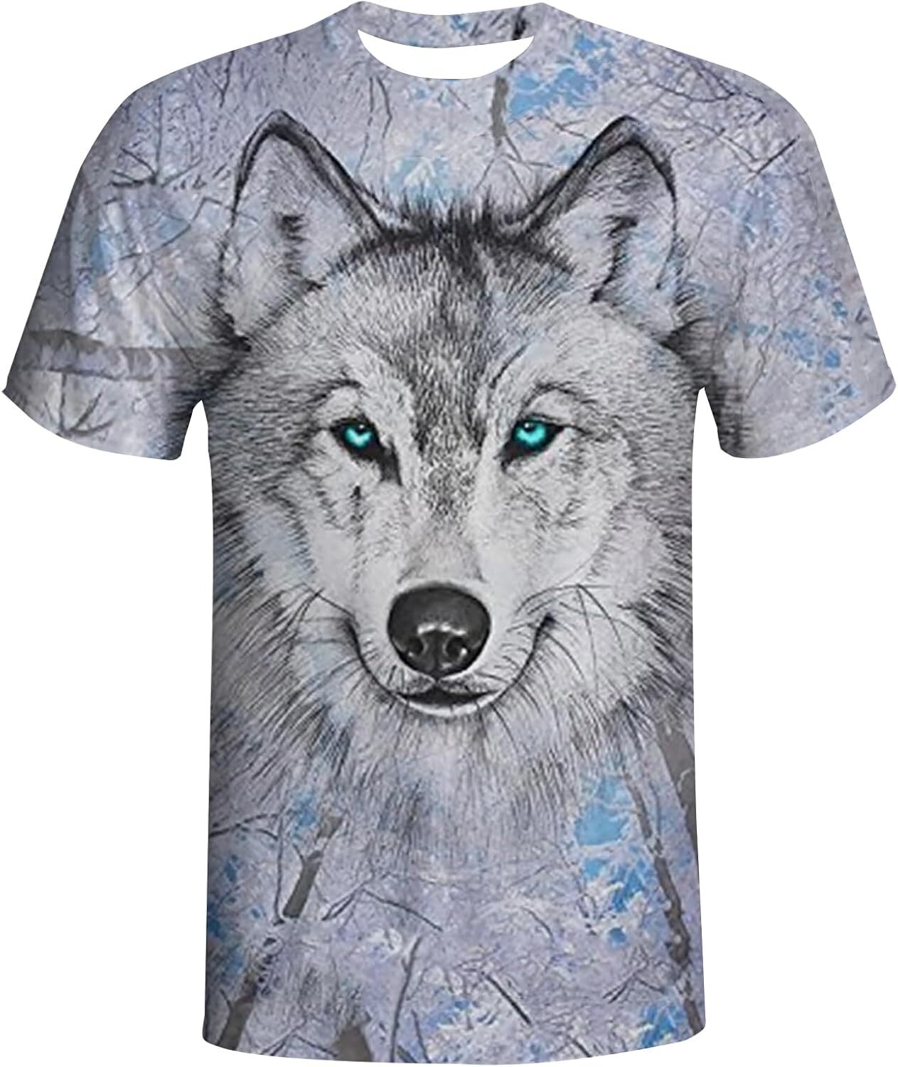 Mens T shirt T-Shirts for Men Boys 3D Printed T-Shirts Short Sleeve Graphic Tees Shirt tee Casual tops summer clothes Cool Wolf