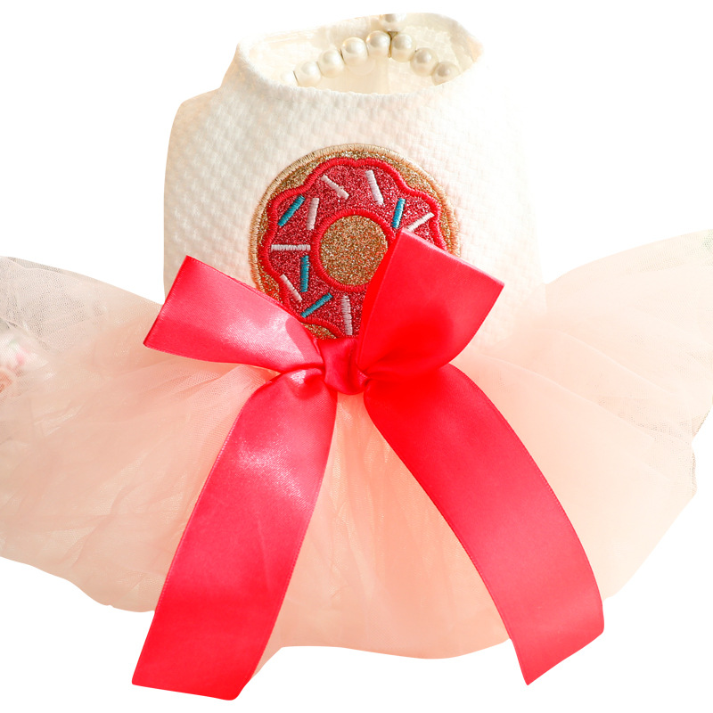 New Summer Dress Designer Dog CLothes Lovely Donut Pattern Cat Puppy Tutu Dress for Princess