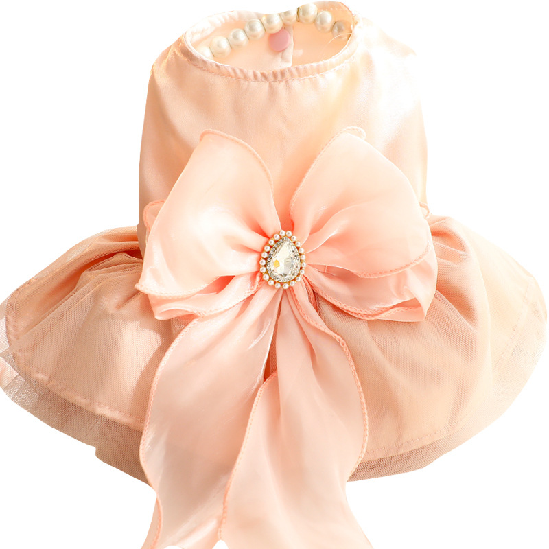 2025 Pet Wedding Dress Rose Pink Big Bowknot Dog Princess Dress Designer Dog Clothes Supplies