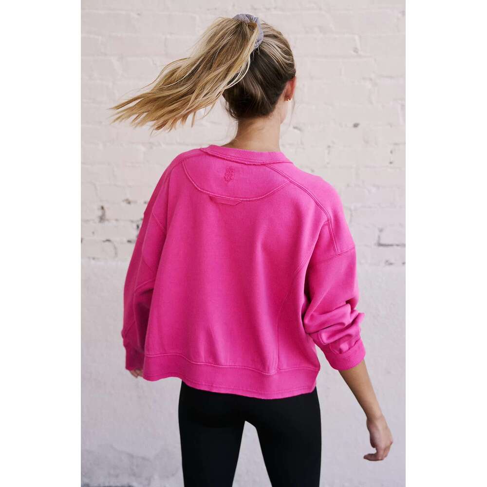 Customized Y2k Long Sleeve Outdoors Crop Shirt Round Neck Loose Terry Pullover Sporty Wear Sweatshirt Women Basic Top