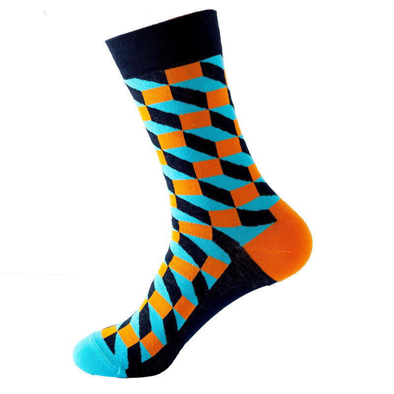 Mens Cotton Black Patterned Happy Colorful Funny Stylish Casual Business Dress Socks 240812