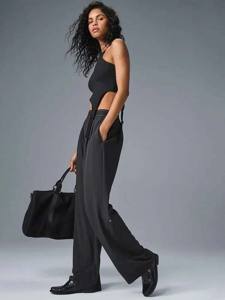 2025 Yoga Suit Up Trouser Sports Women's High Waisted Straight Leg Wide Pants Casual Outdoor Comfortable Versatile