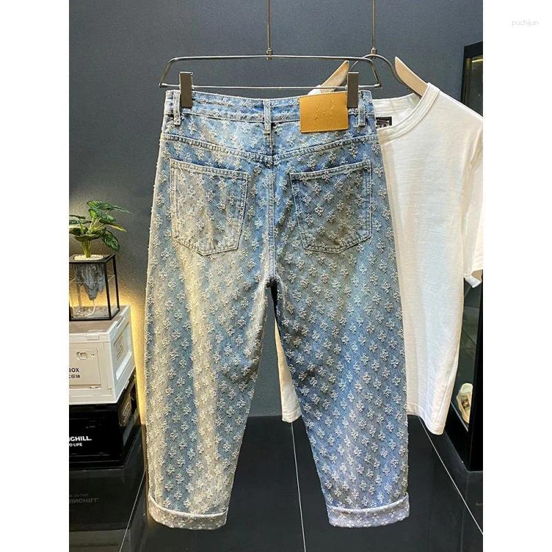 2025 S Fashion Designer Men S Jeans American Straight Men High End Fashion Trend Brand Loose Casual Printed Water Washable Versatile Designer Denim Pa