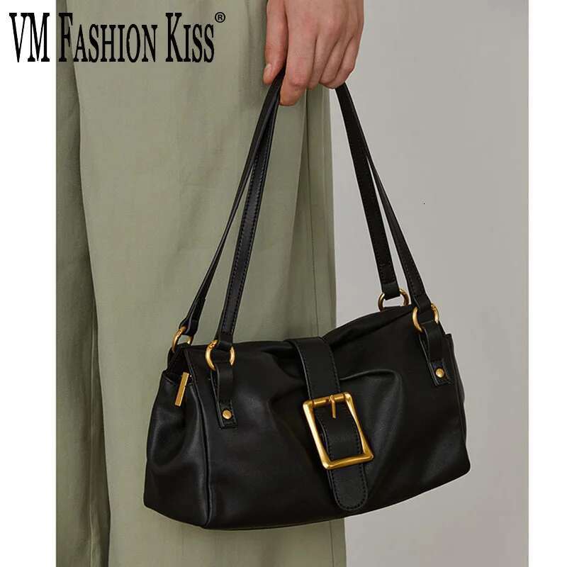 VM FASHION KISS Women's Genuine Leather Underarm Bags Designer Women Top Handle Shoulder Bag Handbag And Wallet