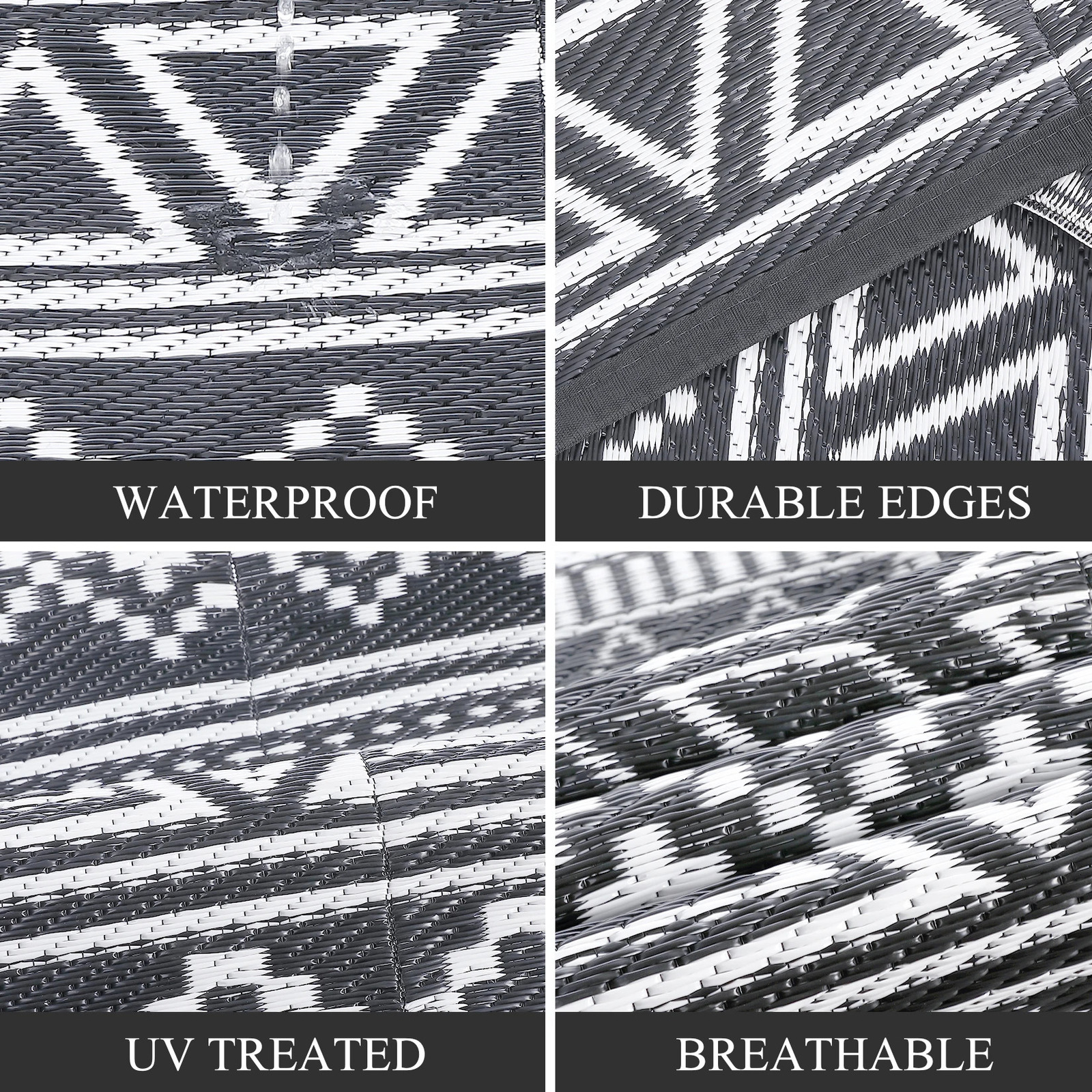 Outdoor Rug 5x8 Waterproof Reversible Patio Rug Outside Plastic RV Rug Boho Camping Rug for Camper Porch Balcony Backyard Picnic 250224