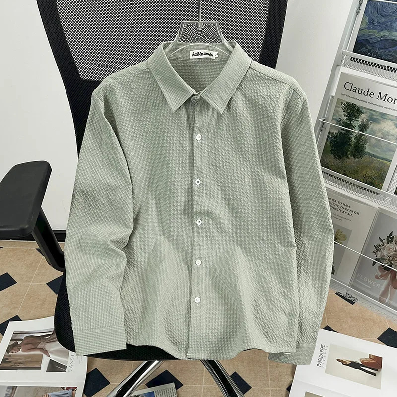 Mens Longsleeved Shirt Lapel Casual Top Trendy Ruffian Handsome Soft Super Comfortable Fabric 250226
