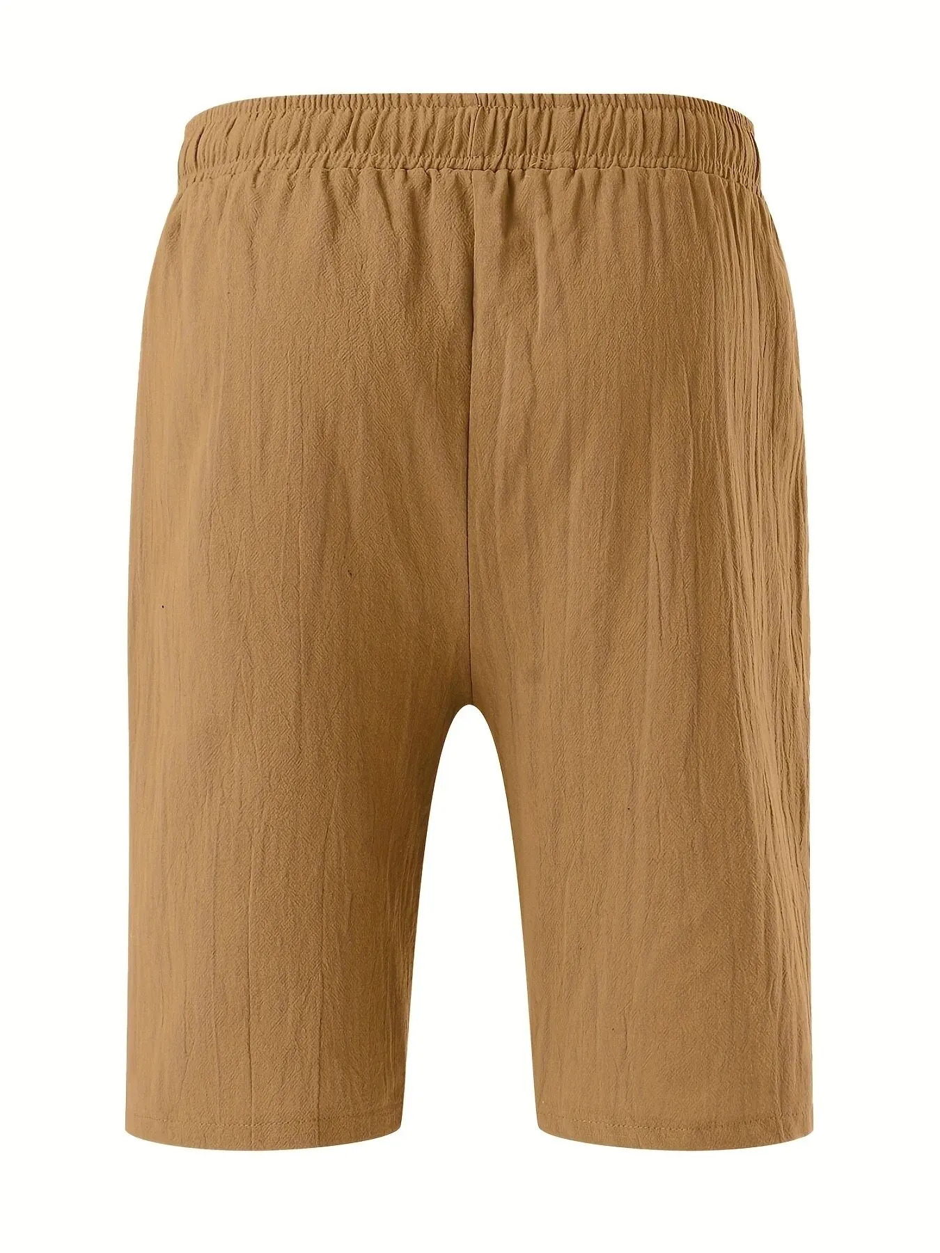 Summer MENS Cotton and Linen Shorts Drawstring Elastic Waist Straight Leg Solid Color Breathable Daily Beach Five Casual Pants 250225