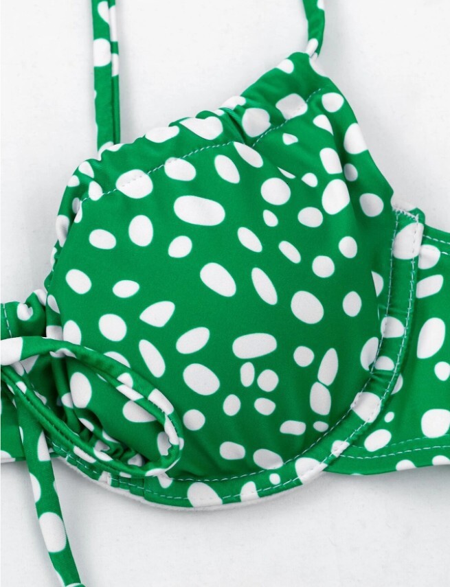 2025 New sexy swimwear split nylon Lycra bikini women's with polka dot braided rope triangle bag designer swimsuit