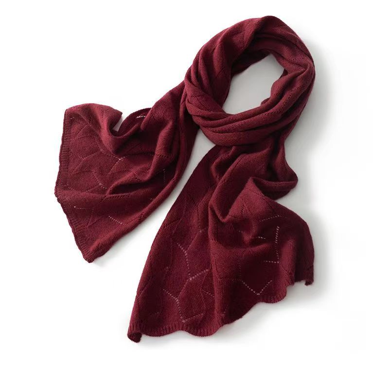 T183 Winter women's new all-match skin-friendly knitted scarf shawl dual-purpose warm neck scarf hollow soft rectangular towel