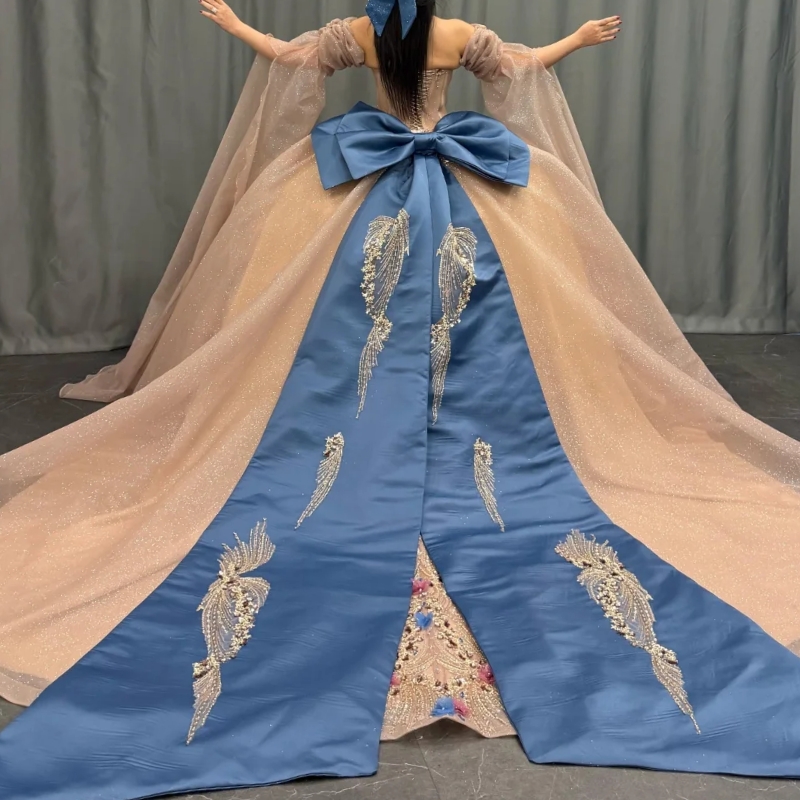 Pink Shiny Quinceanera Dresses Ball Gown Off The Shoulder Flower Beading Crystal Bow Tull Party Birthday Sweet 16 Dress Vestidos 15 Anos