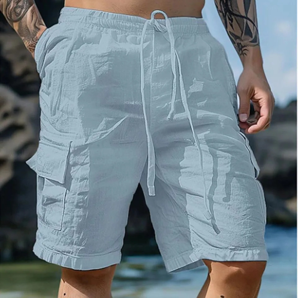 For Beach Loose Fit Shorts Mens Cargo Casual Style Medium Stretch Polyester Fabric Regular Length 250214