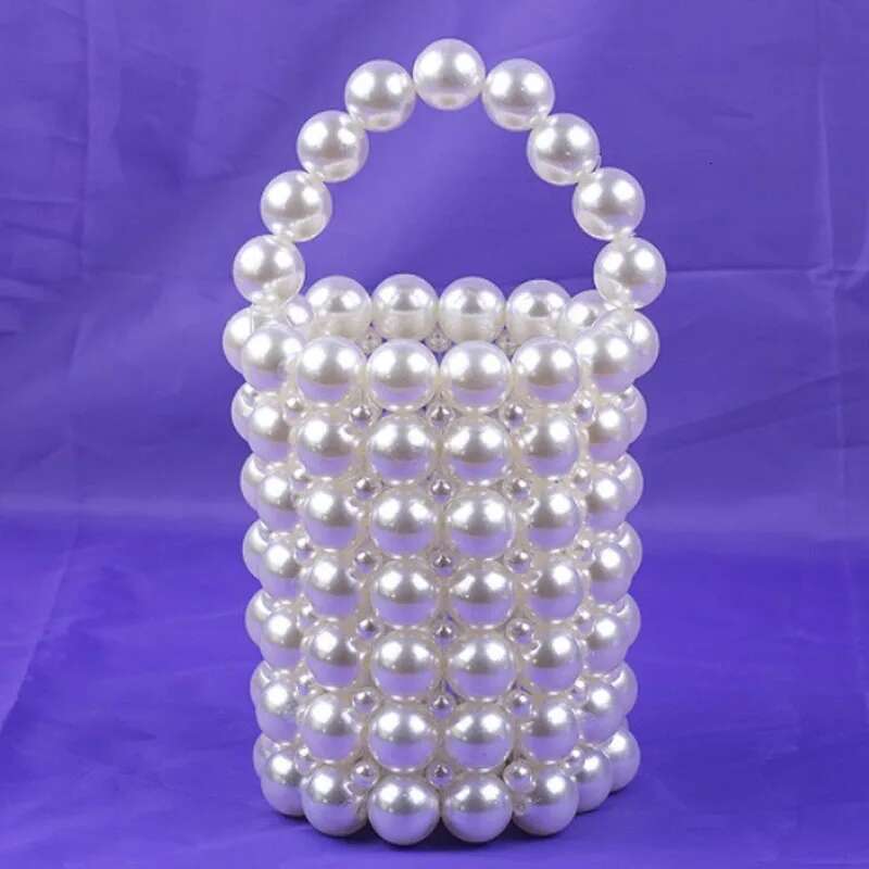 Handmade Beaded Bucket bags designer handbags Colored Pearl Pen Holder Handbag Wedding Bride Bag