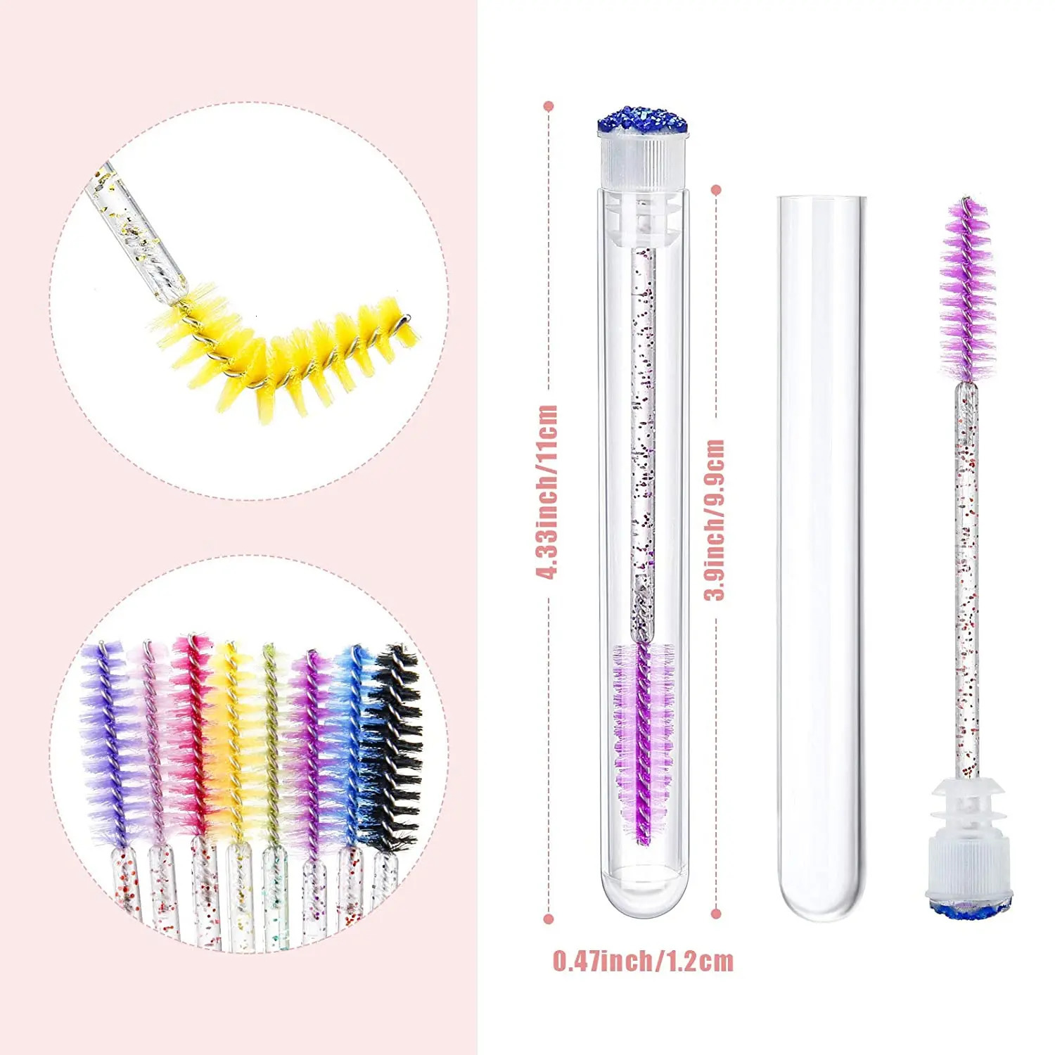 50/100pcs Reusable Eyelashes Brush Tube for Eyelash Extension Disposable Mascara Wands Eyebrow Brush Applicator EyeLash Brushes 250224