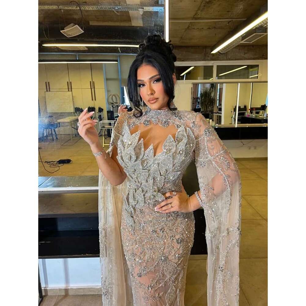 Crystal Mermaid Ball Dress for Women Collar Sexy Evening Party Dresses Exquisite Design prom Dubai High Quality