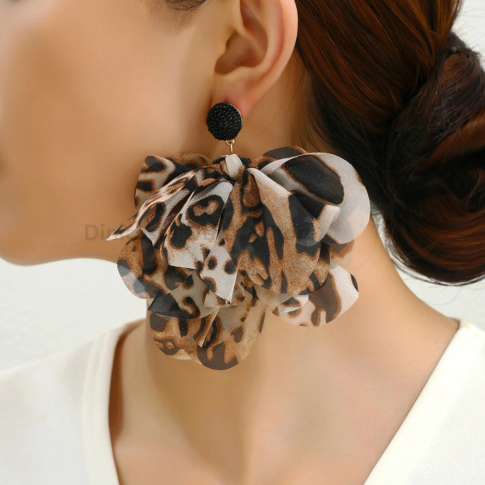 Charm Leopard Print Flower Decor Female Romantic Elegant Wedding Party Jewelry Holiday Unusual Dangle Earrings For Women 250225