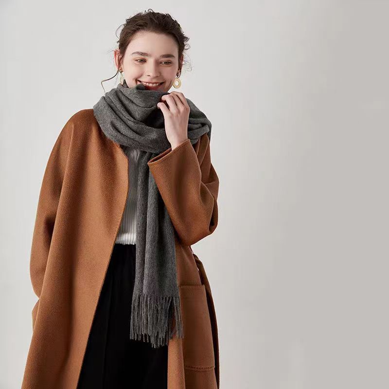 T185 wool cashmere scarf pure color all-match autumn and winter new warm thick winter couple shawl neck dual-purpose