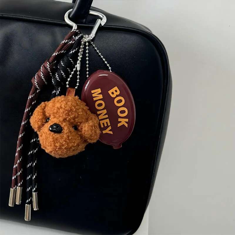 Cute Plush Bear Head Hang Decoration Mobile Phone Case Key Chain Hanging Piece Brand Designer Creative Bag Pendant Keychain