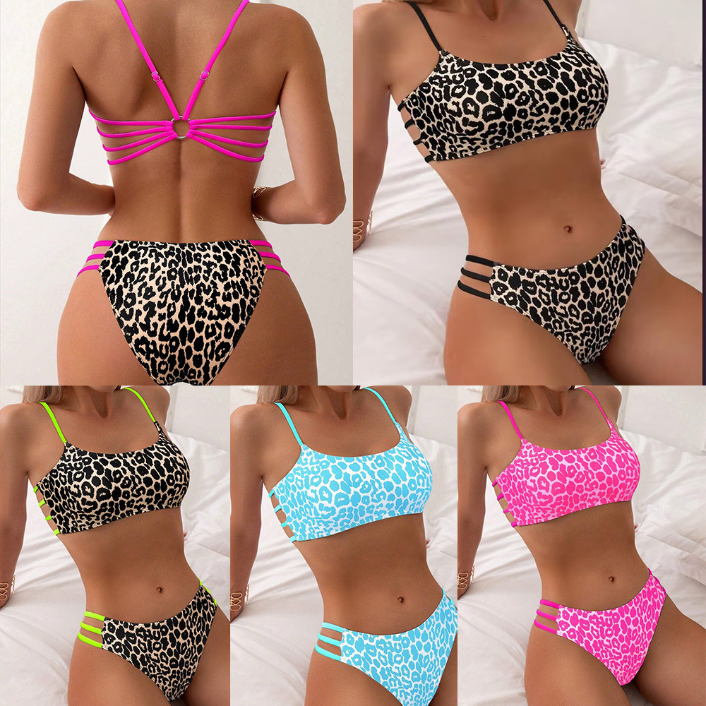 2025 new women's bikini split leopard print sexy high-end hot spring special durable swimsuit designer swimwear