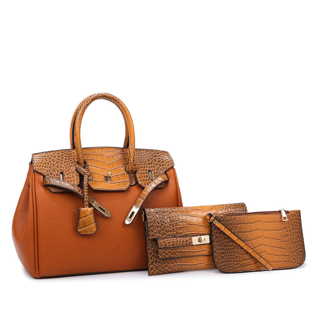 2024 New Commuter Fashion Mother and Child with Crocodile Pattern Splicing Handheld Single Shoulder Diagonal Cross Women's Bag 9018