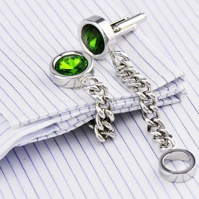 Fashion Chain Mesh Crystal Cufflinks Business Casual French Shirt Buttons Mens Party Daily Dress Jewelry Accessories 250225