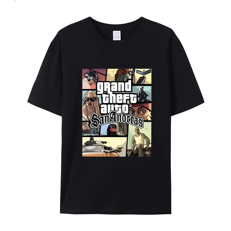 R-Star GTA5 Grand Theft Auto game peripheral short sleeved T-shirt loose plus size trendy men's clothing