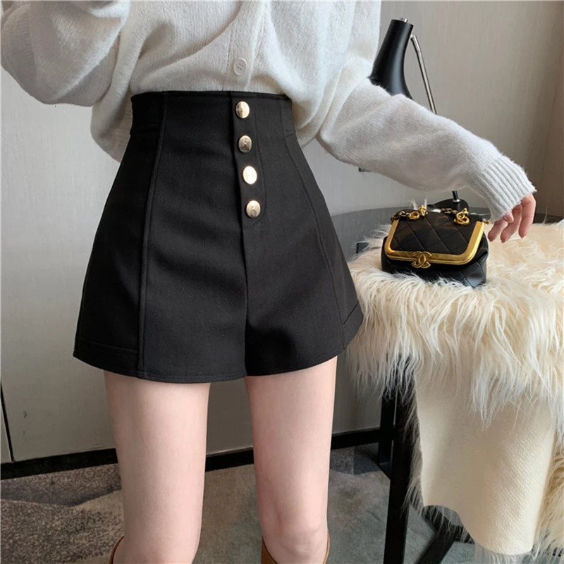 MEXZT Women High Waist Shorts Office Lady Elegant Solid Basic Buttons Simple Shorts Oversized 5Xl All-Match Wide Leg Short Pants 250226