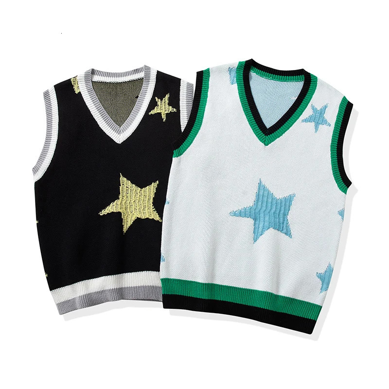 A Mesh Vest Sleeveless Sweaters Men Autumn Streetwear Knitted Hip Hop Pullover Vests Top Harajuku Couple 250225