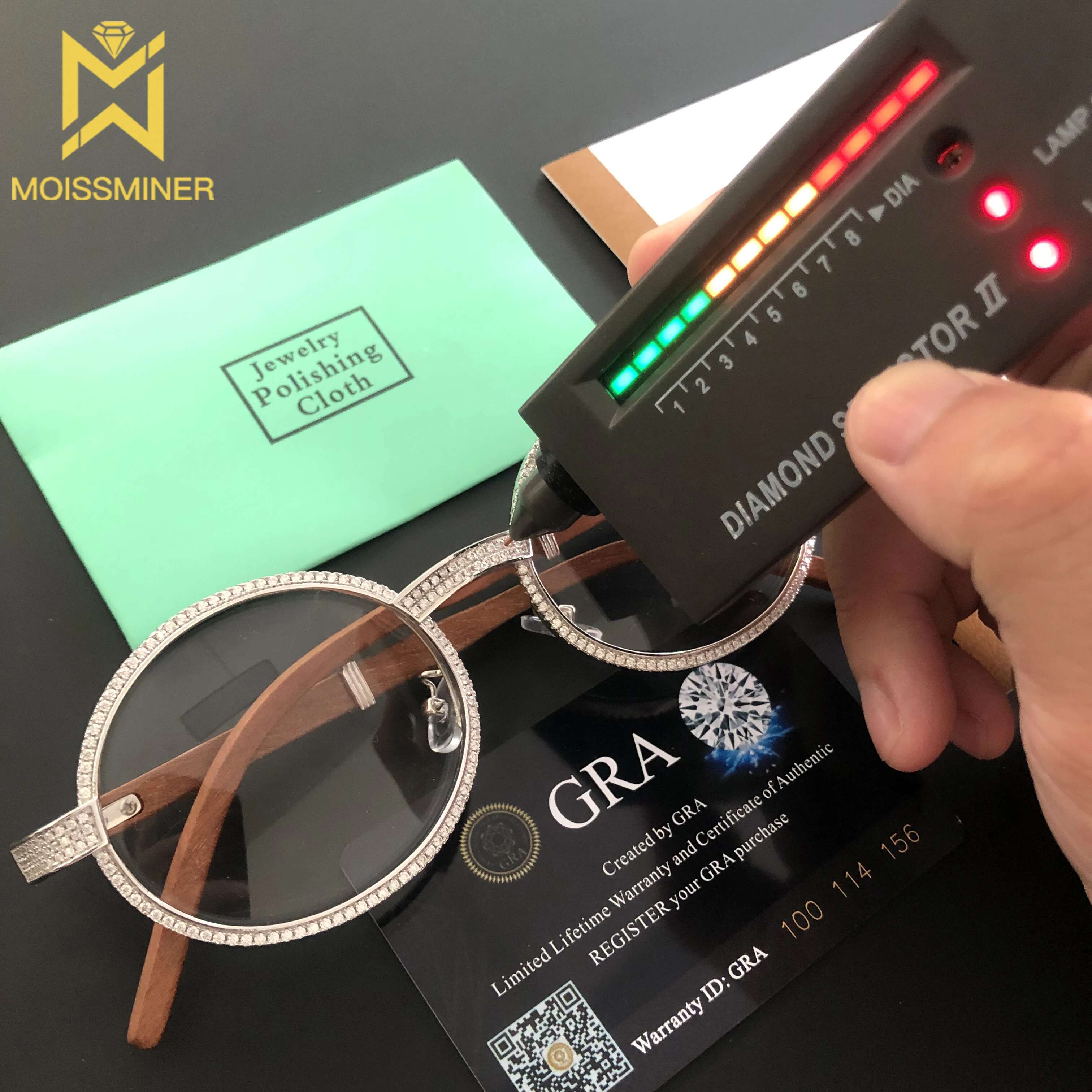 New Moissanite S Sier Wood Body Real Dia Glasses For Women Men urious Jewelry Pass Tester With GRA Free Ship