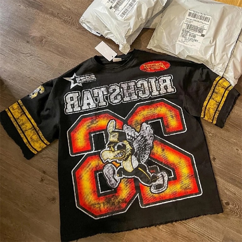 T Shirt Y2K Tops Hip Hop Cartoon Letter Graphic Print Oversized Tshirt Men Women Gothic Round Neck Cotton Short Sleeve Clothing 250210