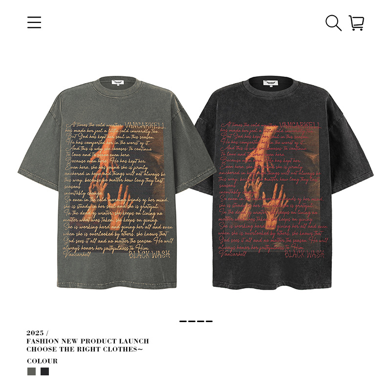 Men's Women's Designer T-Shirts Vintage Cotton Washed Shirt For Men Hip Hop Streetwear Oversize T-shirt Print Letter
