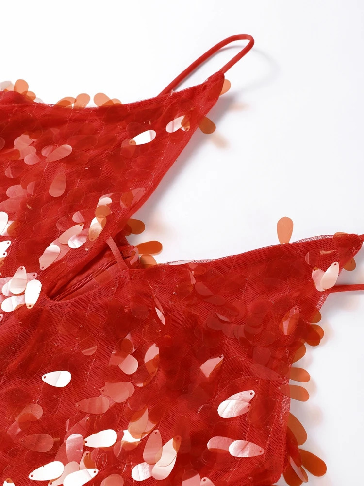 Glitter Sequins Spaghetti Straps Womens Evening Dress Sleeveless Backless High Waist Floor Length Lady Birthday Party Gown 250225